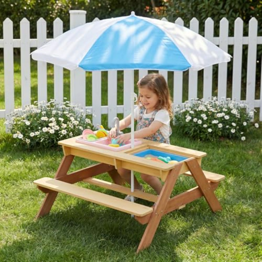 Kids Outdoor Umbrella For Table - Outdoor kids picnic table with umbrella,