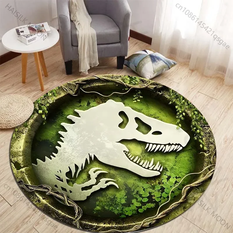 Kids Outdoor Mat Waterproof - HD 3D Dinosaur Print Round Rugs
