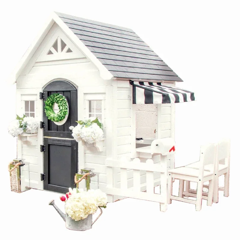 Kids Outdoor Cubby House - Simple Play house with fence Modern