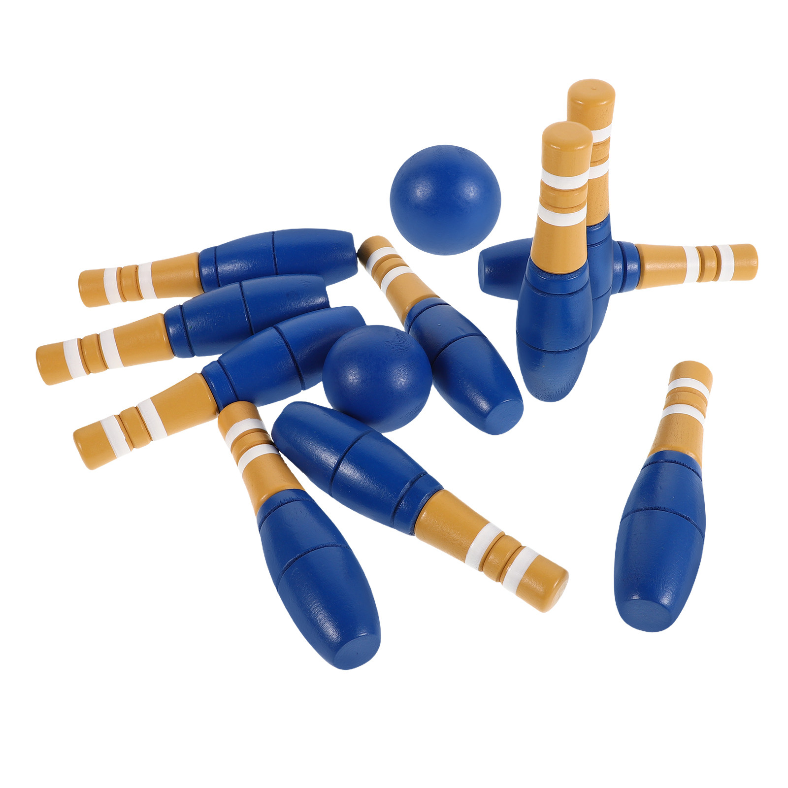 Kids Outdoor Wooden Playset - 1Set Kids Bowling Set Wooden Bowling