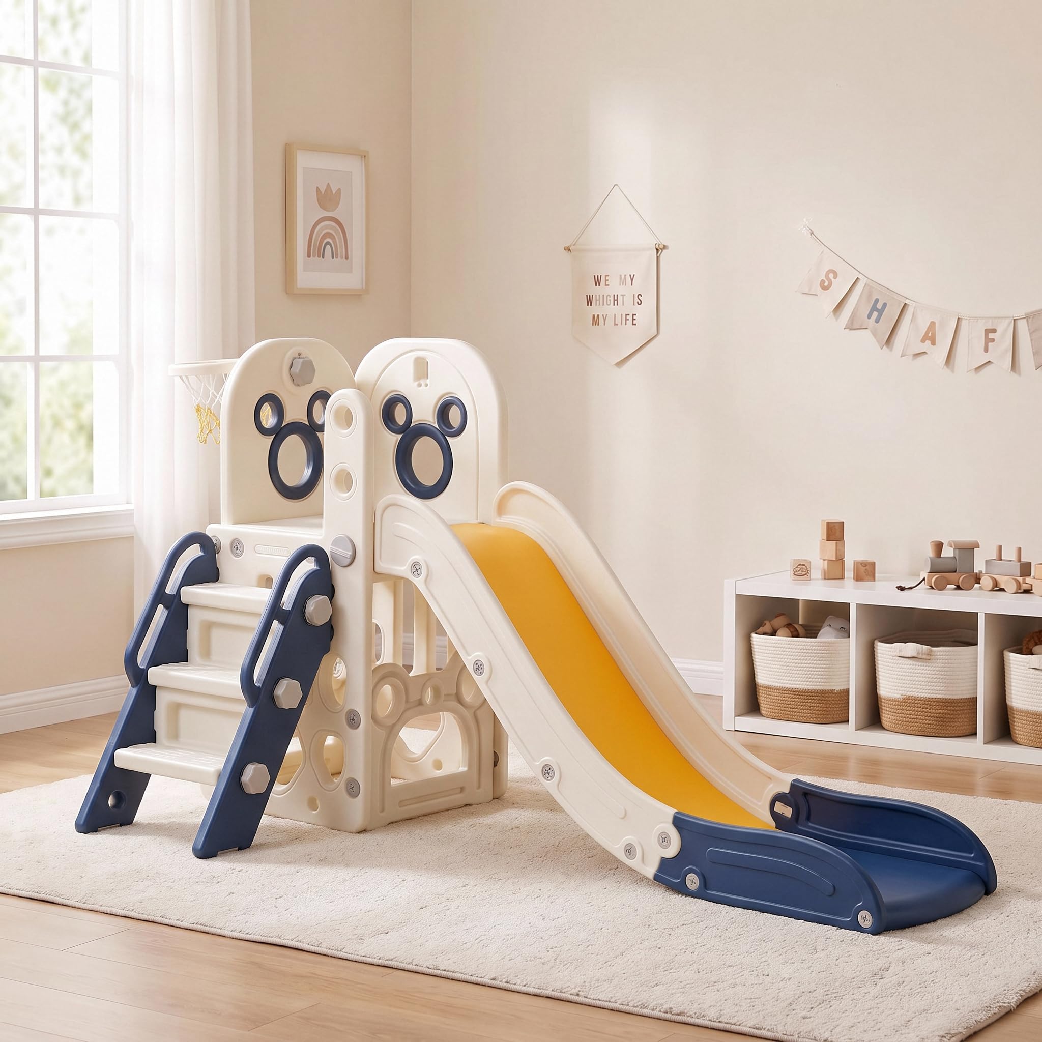 Kids Outdoor Playground - 6 in 1 Toddler Slide Playset,