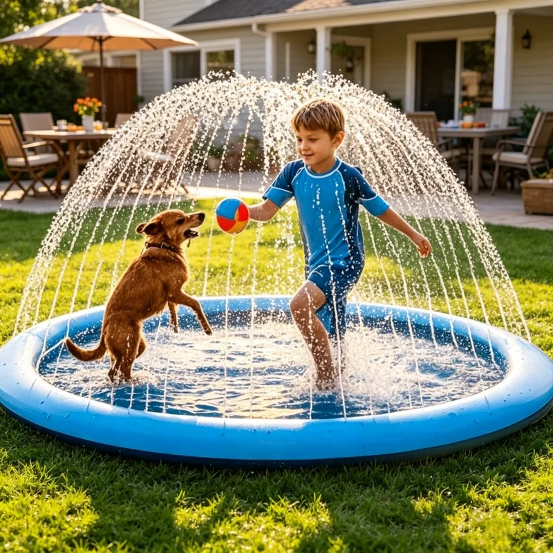 Kids Outdoor Clubhouse - 170×180cm Large Water Splash Pad Inflatable