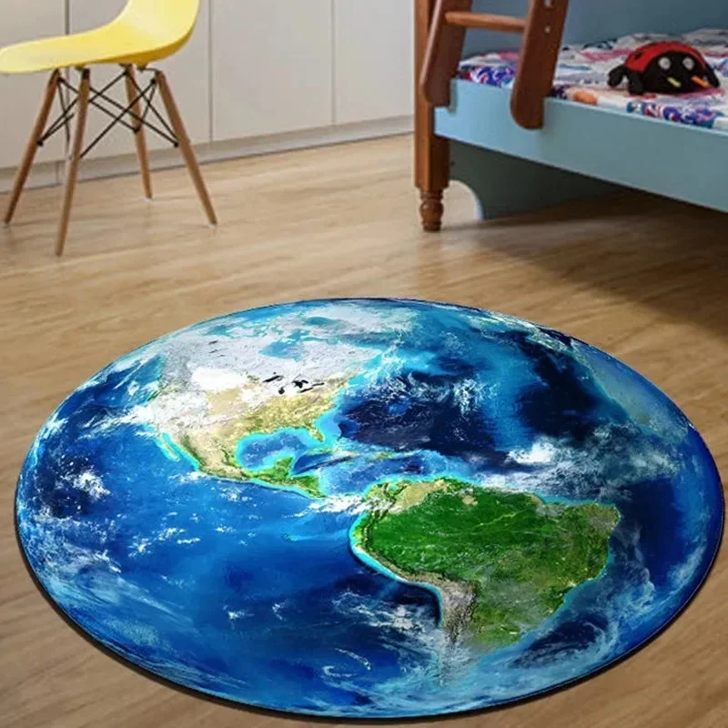 Kids Outdoor Mat Waterproof - VIKAMA 3D Realistic Earth Round Area
