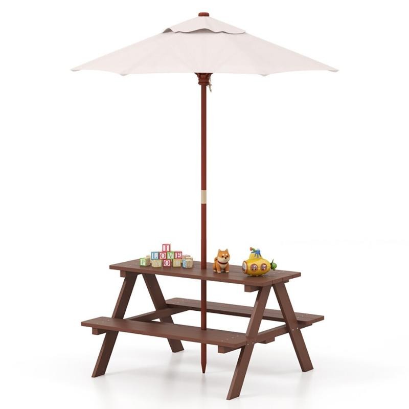 Kids Outdoor Umbrella For Table - Outdoor 4-Seat Kids Picnic Table Bench