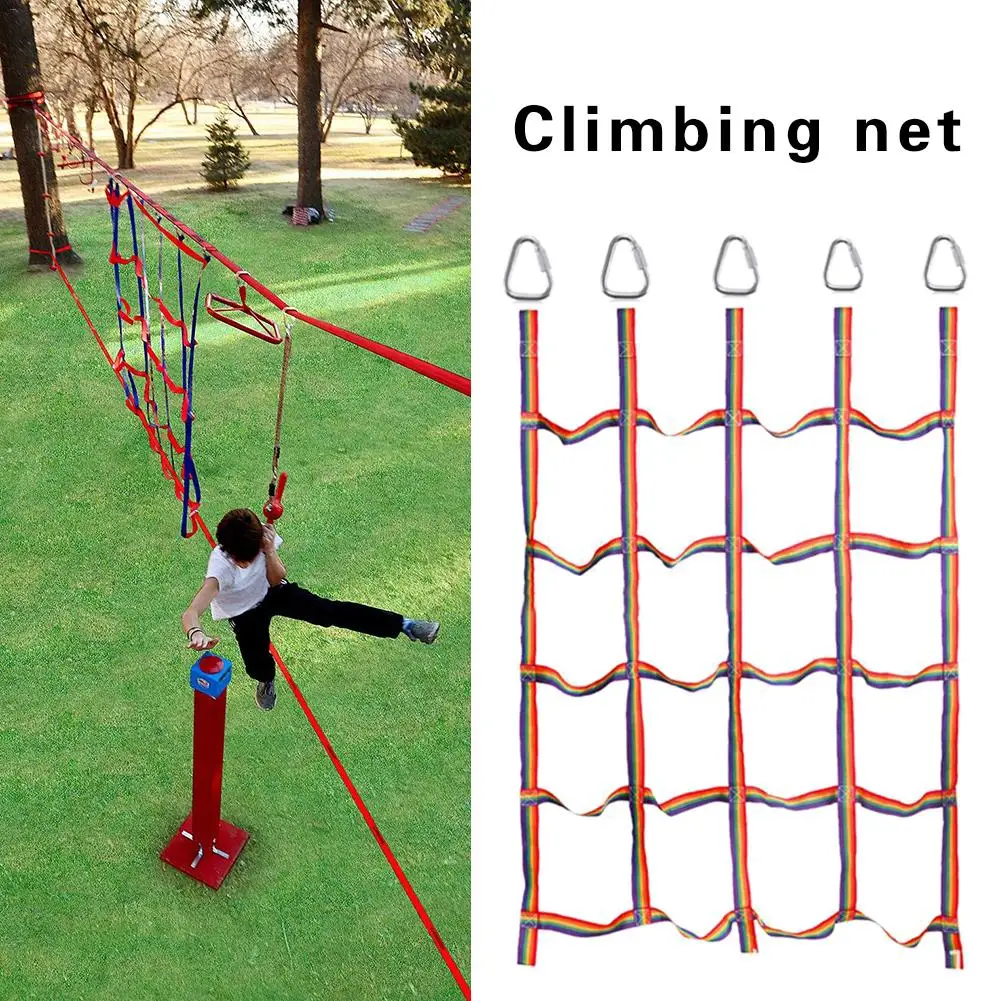 Kids Outdoor Obstacle Course - 250kg Outdoor Children Climbing Net Rainbow