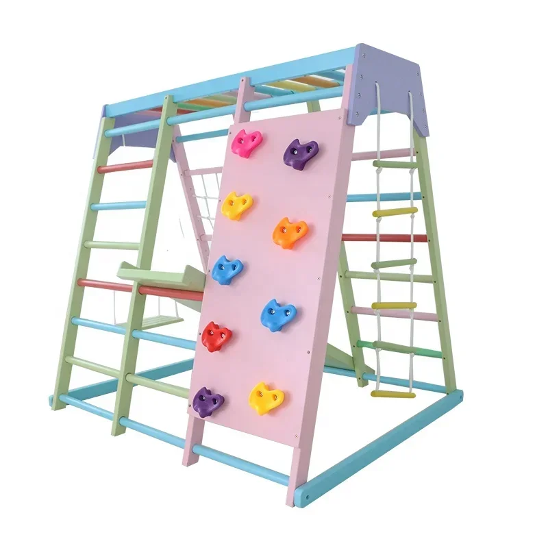 Kids Outdoor Wooden Playset - Kids Wooden Climbing Frame Indoor Set