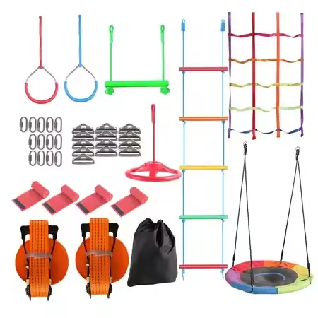 Kids Outdoor Monkey Bar Set - Warrior Obstacle Course Kit for Kids