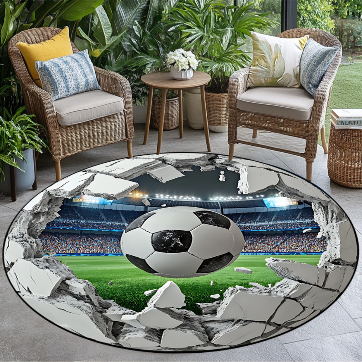 3D Football Field Round Area R - Kids Outdoor Mat Waterproof 评论和价格