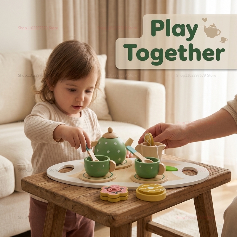 Kids Wooden Afternoon Tea Set  - Kids Outdoor Wooden Playset 评论和价格