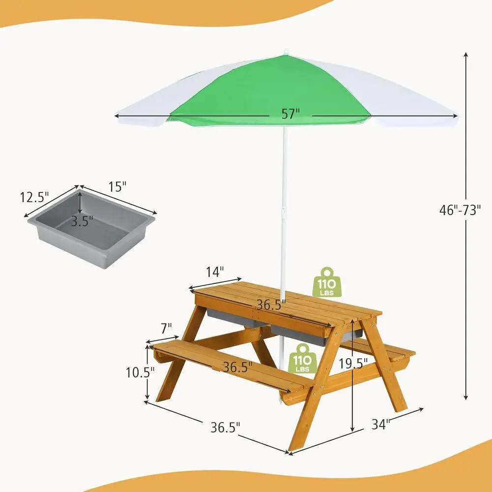 3-in-1 Height-Adjustable Umbre - Kids Outdoor Umbrella For Table 评论和价格