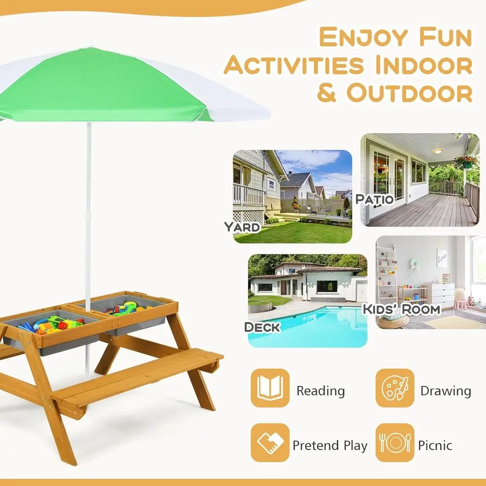 3-in-1 Height-Adjustable Umbre - Kids Outdoor Umbrella For Table 评论和价格