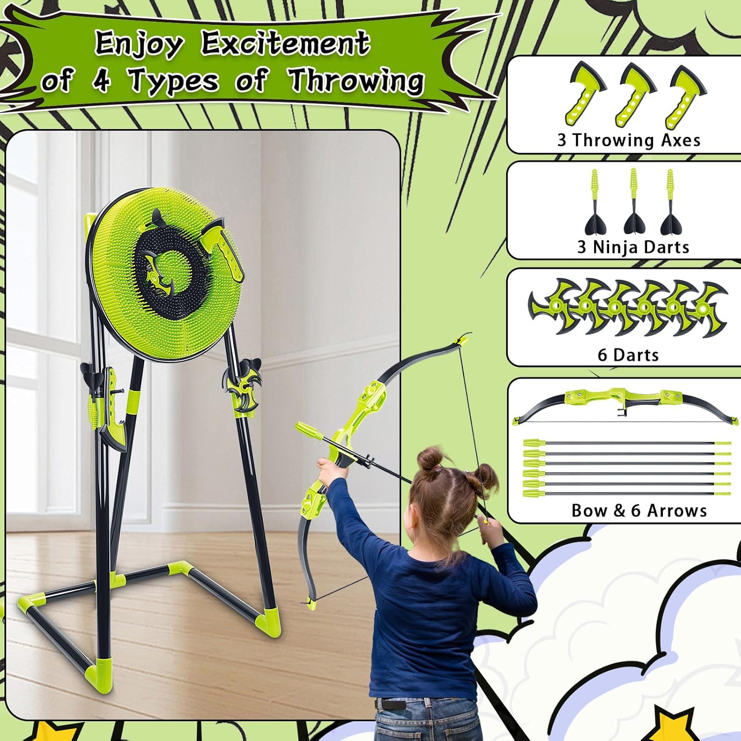 4 in 1 Axe Throwing Target Set - Kids Outdoor Ninja Set 评论和价格