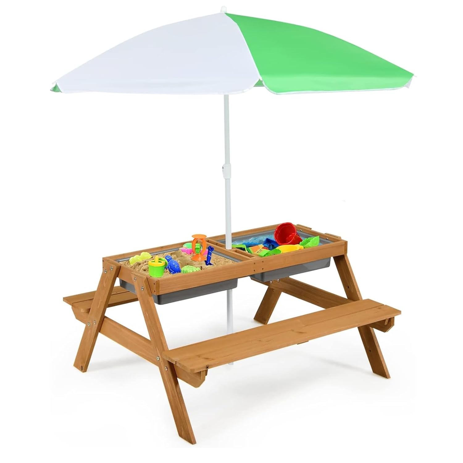 4in1 Cedar Kids Picnic Table w - Kids Outdoor Umbrella For Table 评论和价格