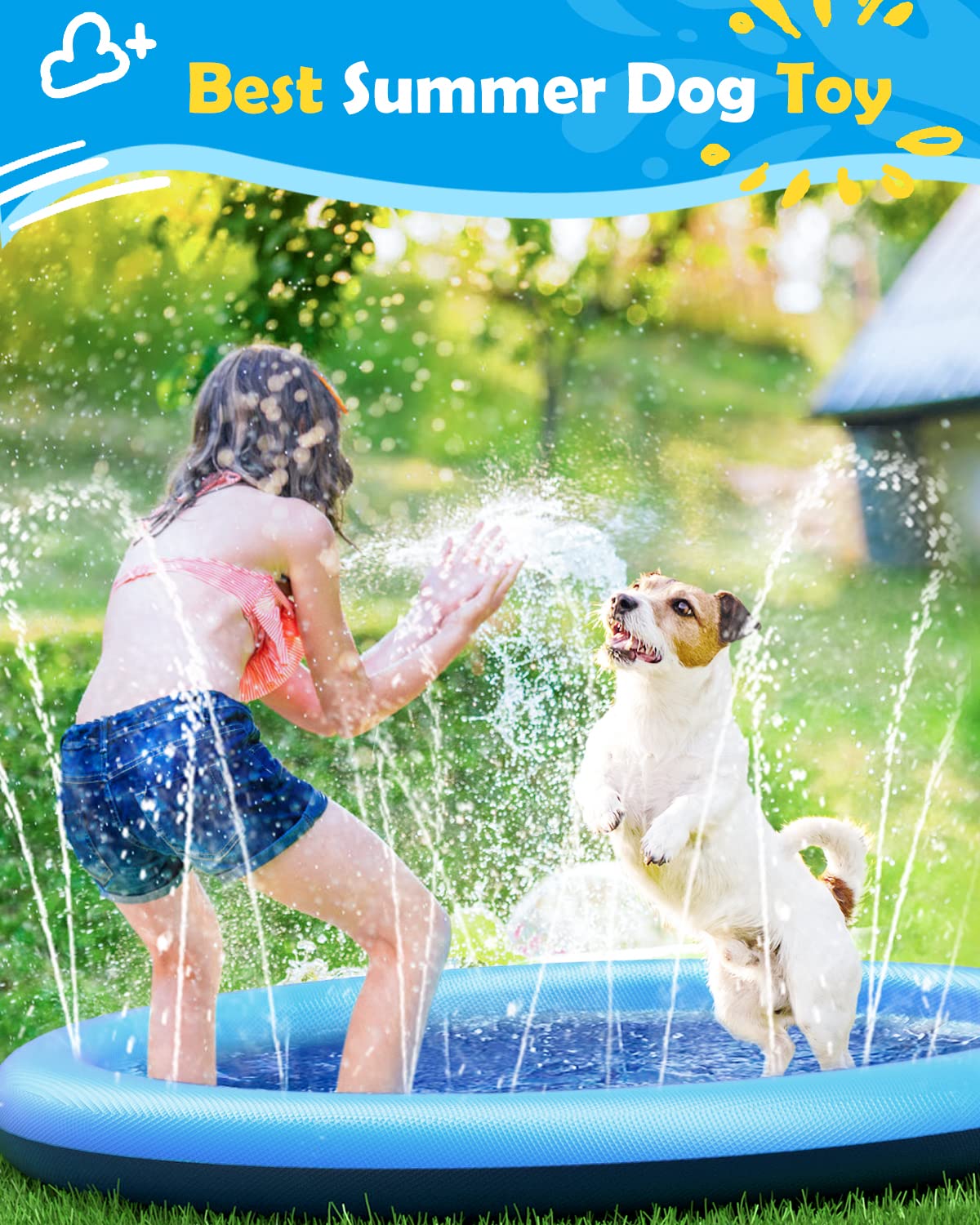 Dog Splash Pad Thick Sprinkler - Kids Outdoor Clubhouse 评论和价格