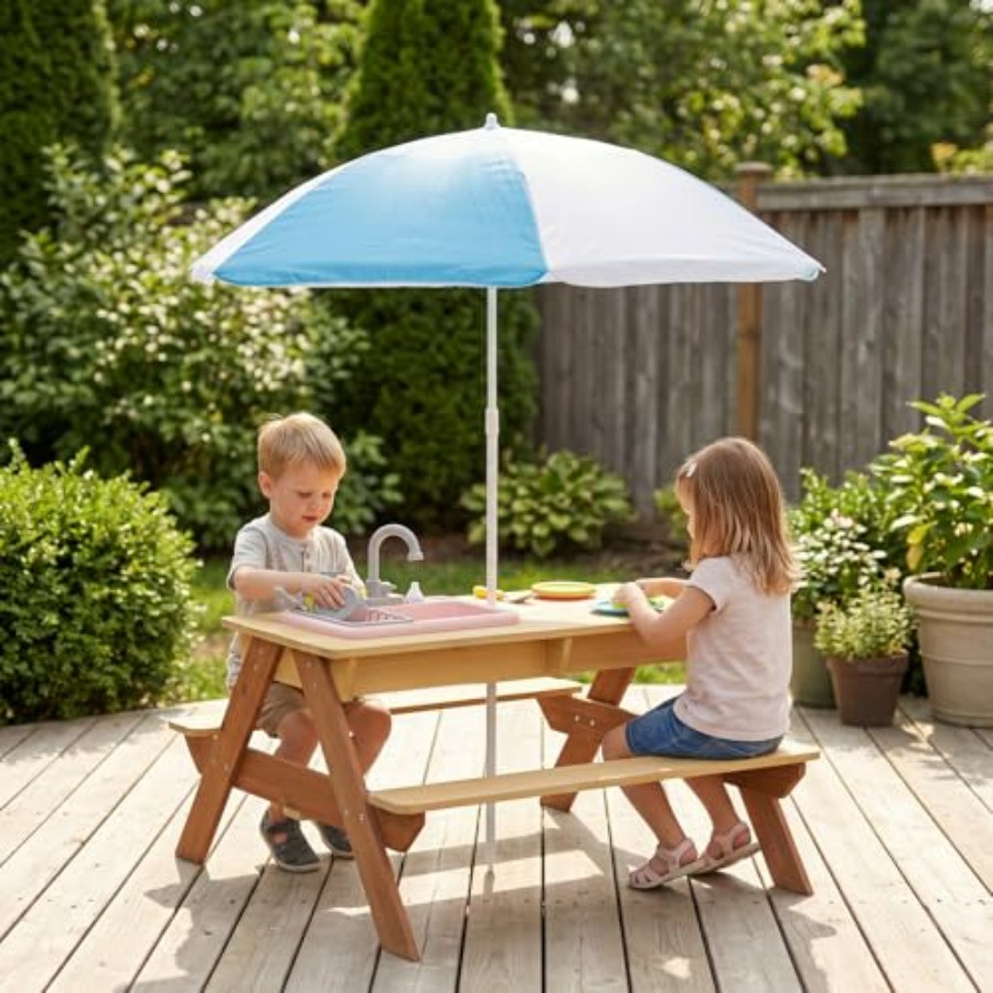 Outdoor kids picnic table with - Kids Outdoor Umbrella For Table 评论和价格