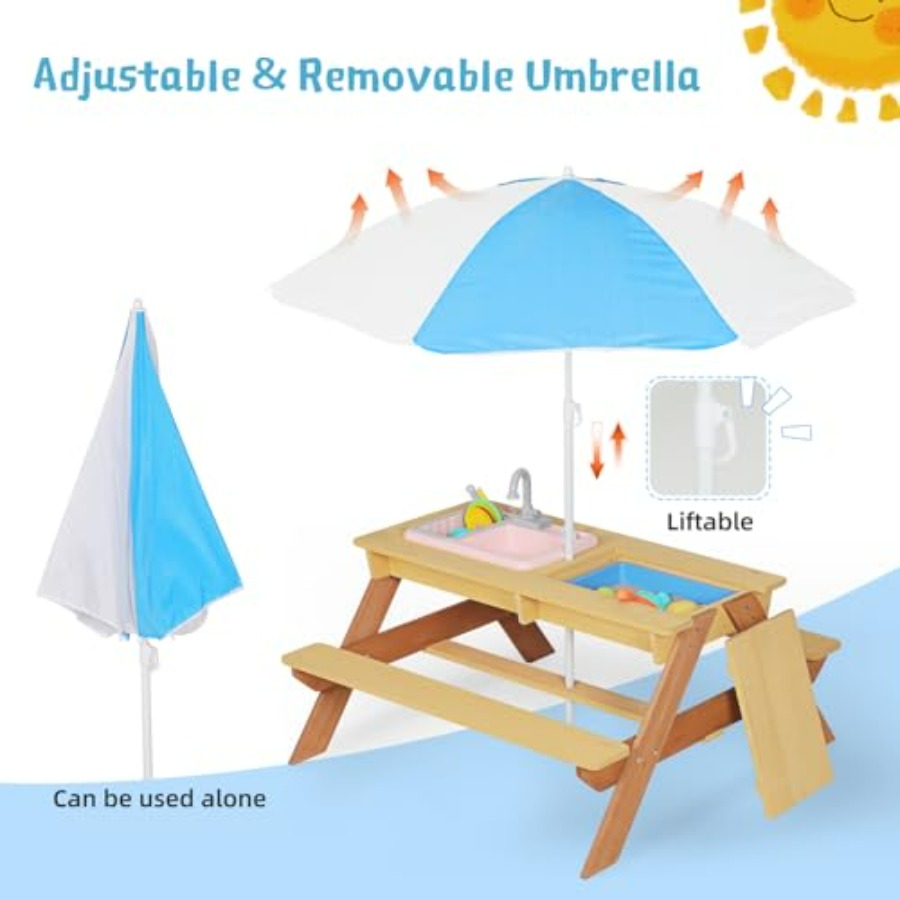 Outdoor kids picnic table with - Kids Outdoor Umbrella For Table 评论和价格