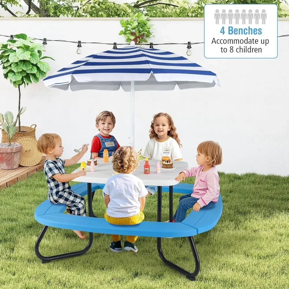 8-Person Kids Picnic Table wit - Kids Outdoor Umbrella For Table 评论和价格