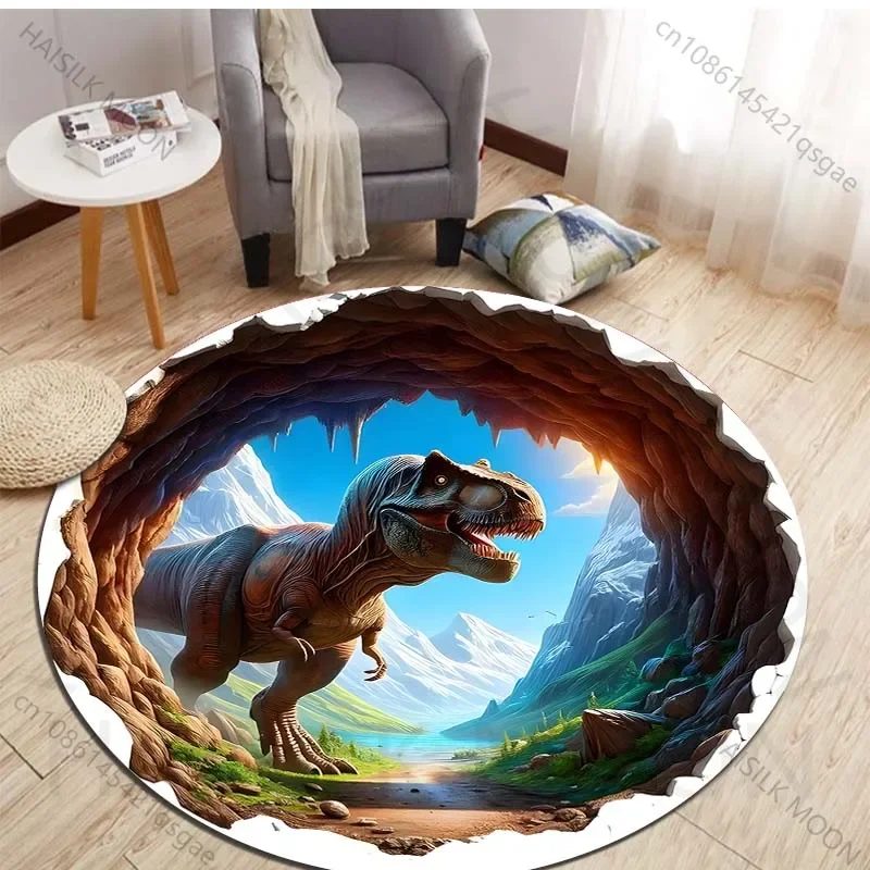 HD 3D Dinosaur Print Round Rug - Kids Outdoor Mat Waterproof 评论和价格