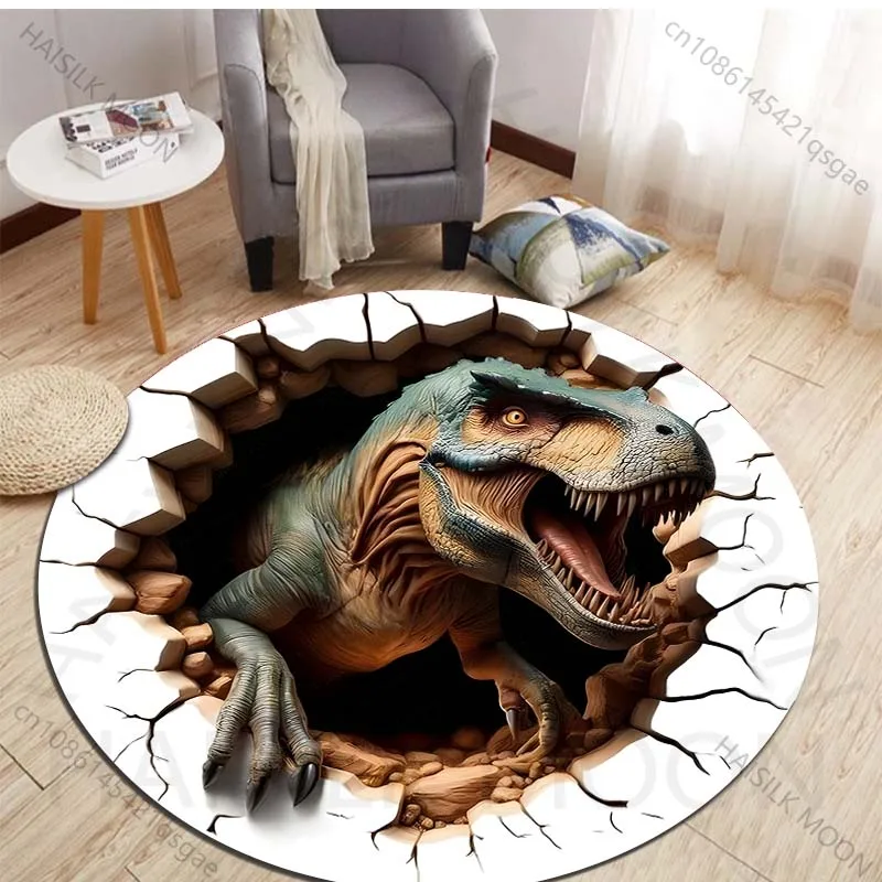 HD 3D Dinosaur Print Round Rug - Kids Outdoor Mat Waterproof 评论和价格