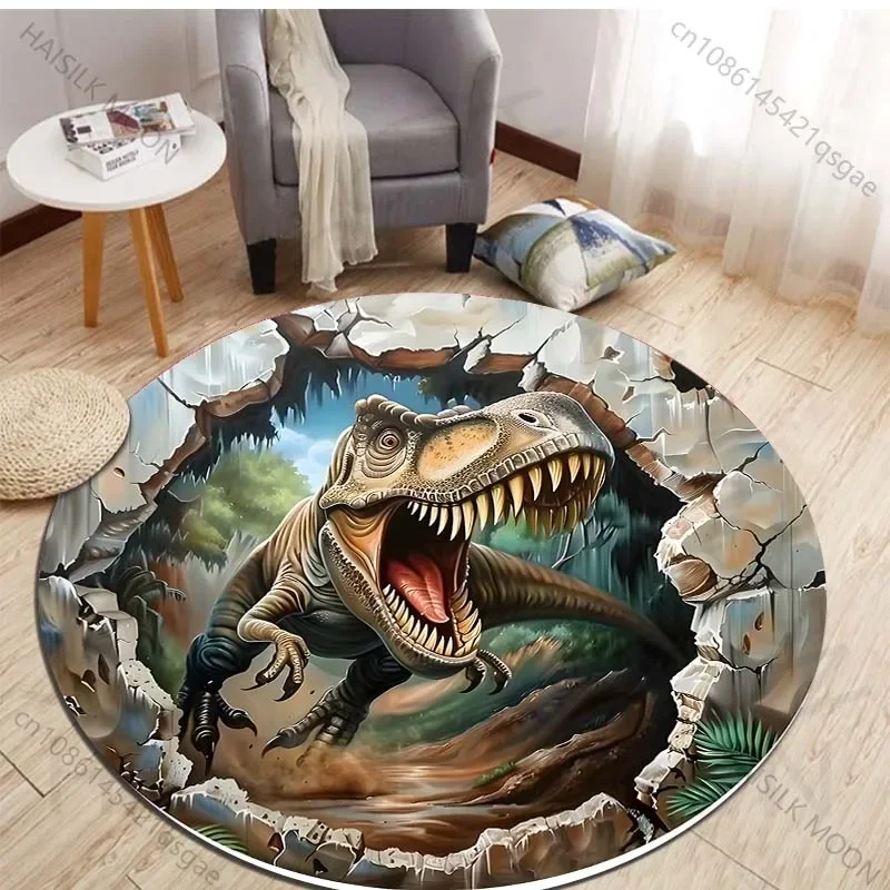 HD 3D Dinosaur Print Round Rug - Kids Outdoor Mat Waterproof 评论和价格