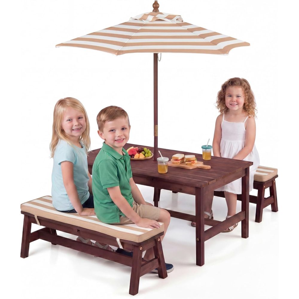Kids Picnic Table, Large 42“x  - Kids Outdoor Umbrella For Table 评论和价格