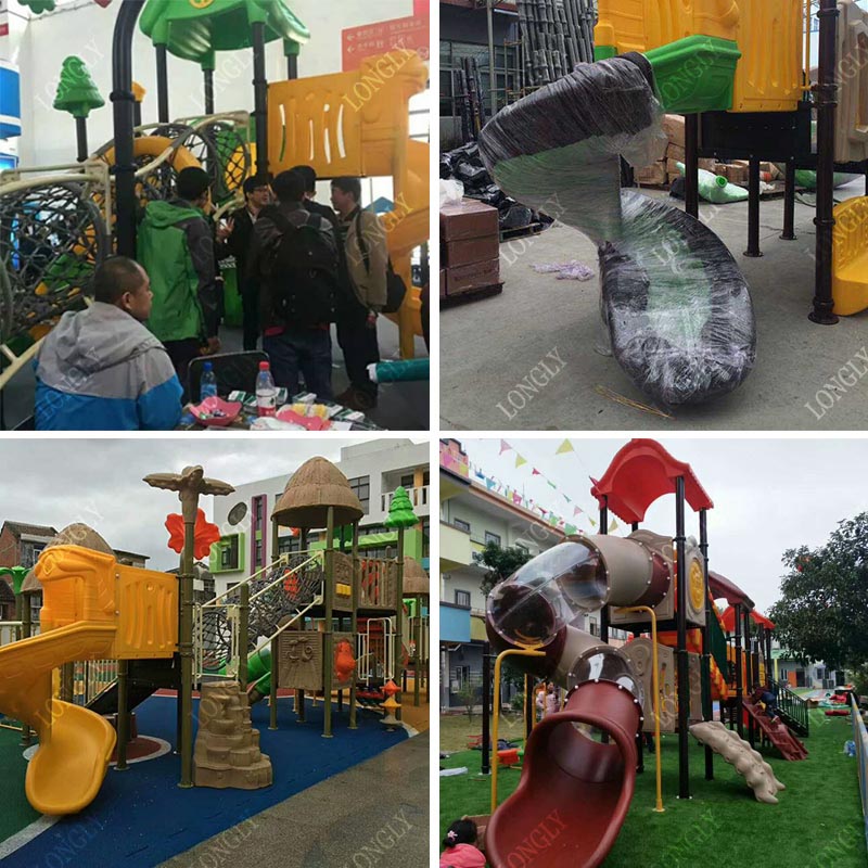 Commercial Plastic Slide 450x2 - Kids Outdoor Playground 评论和价格
