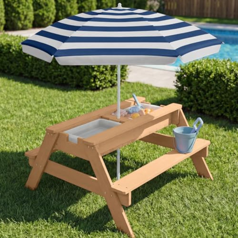 Outdoor kids picnic table with - Kids Outdoor Umbrella For Table 评论和价格