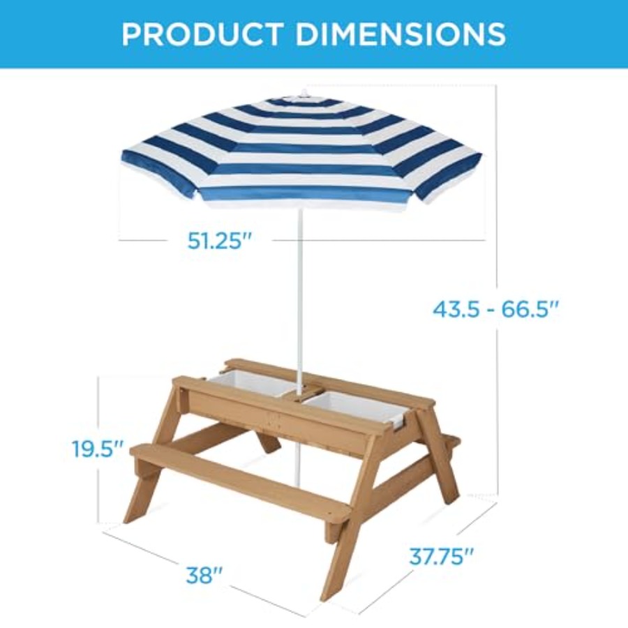Outdoor kids picnic table with - Kids Outdoor Umbrella For Table 评论和价格