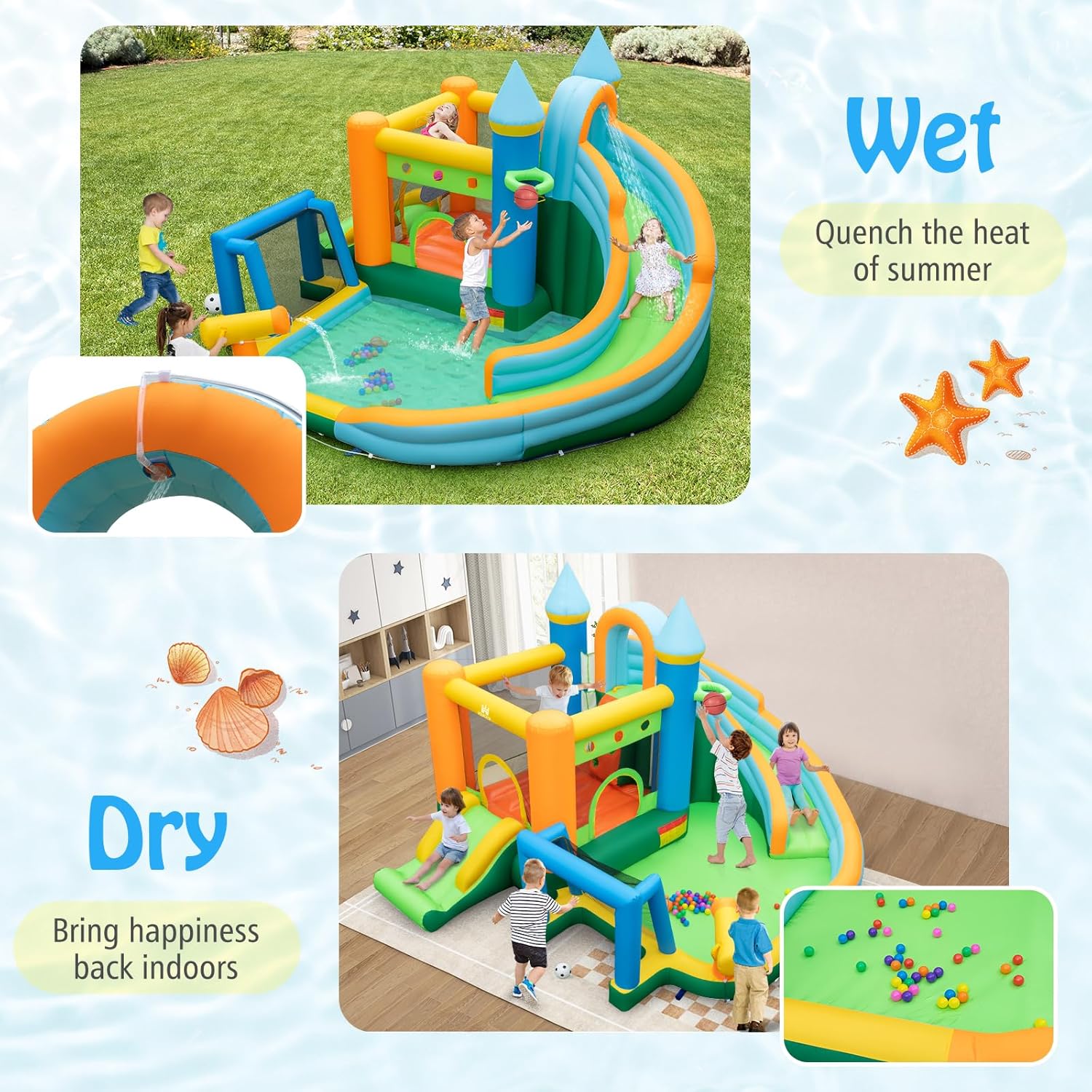 9-in-1 Inflatable Water Slide  - Kids Outdoor House 评论和价格