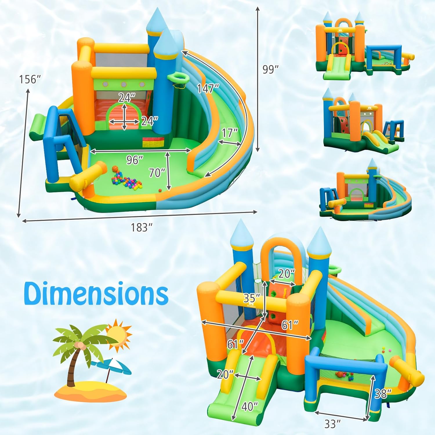 9-in-1 Inflatable Water Slide  - Kids Outdoor House 评论和价格