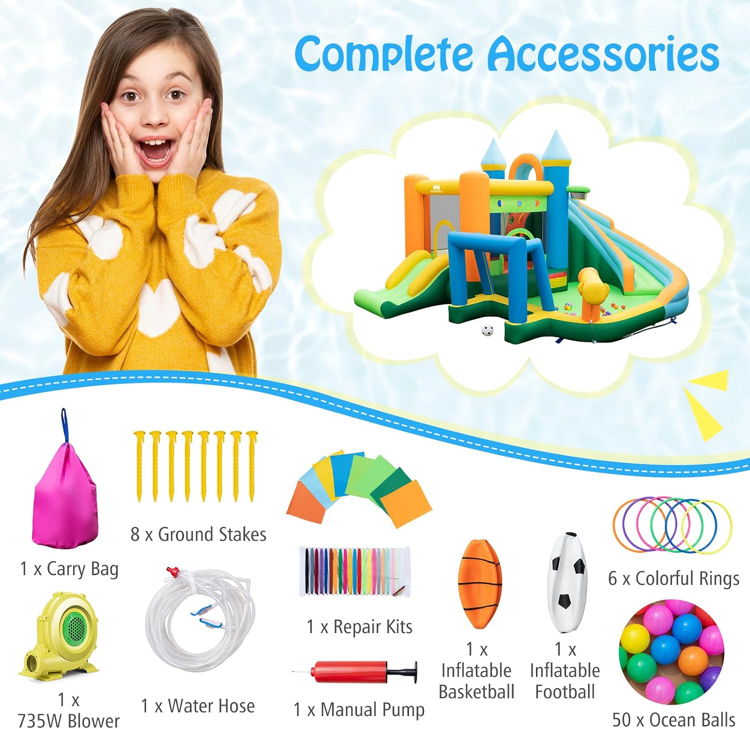 9-in-1 Inflatable Water Slide  - Kids Outdoor House 评论和价格