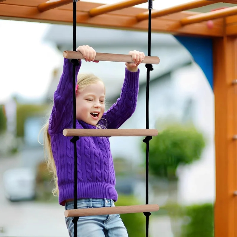 Children Climbing Rope Ladder  - Kids Outdoor Wooden Playset 评论和价格