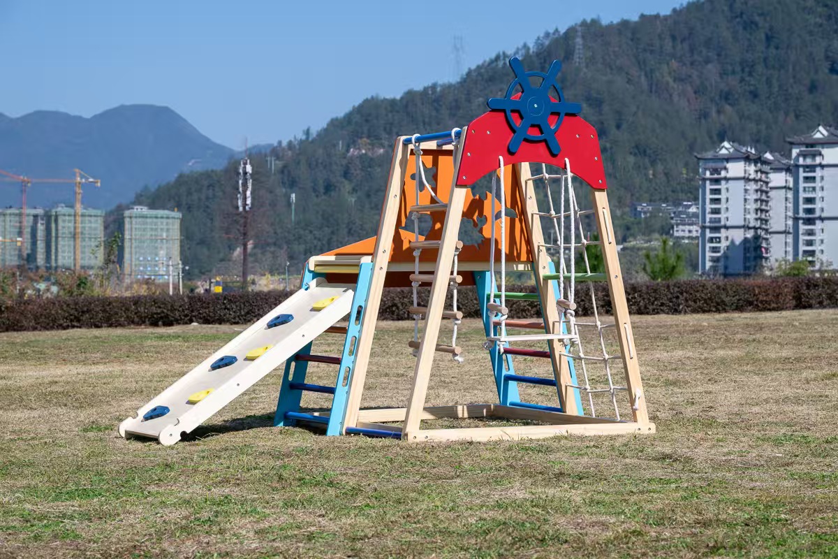 Large Solid Wood Climbing Fram - Kids Outdoor Wooden Playset 评论和价格