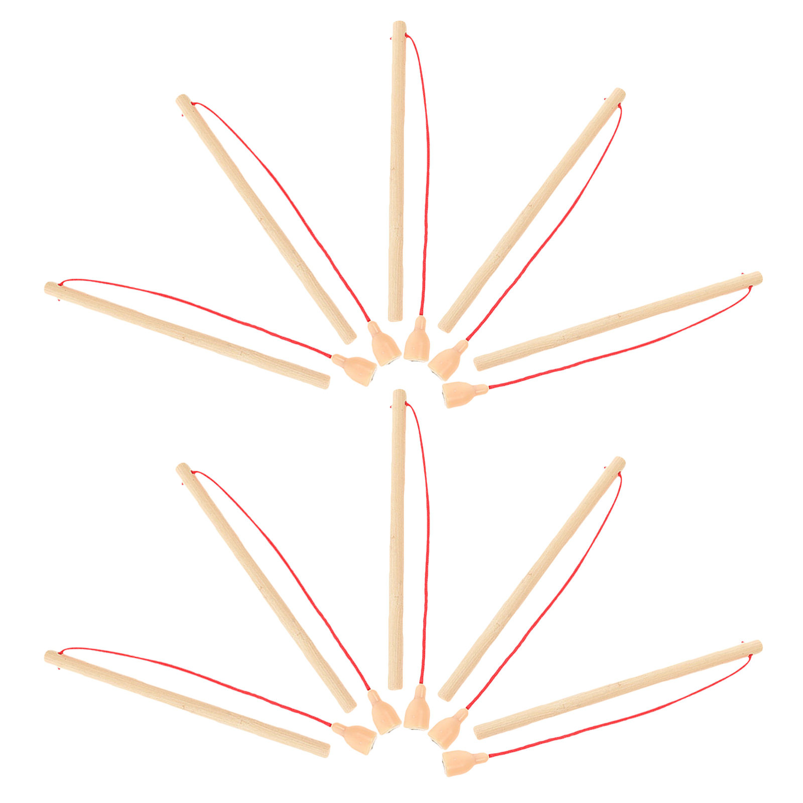 10Pcs Wooden Fishing Pole Set  - Kids Outdoor Wooden Playset 评论和价格