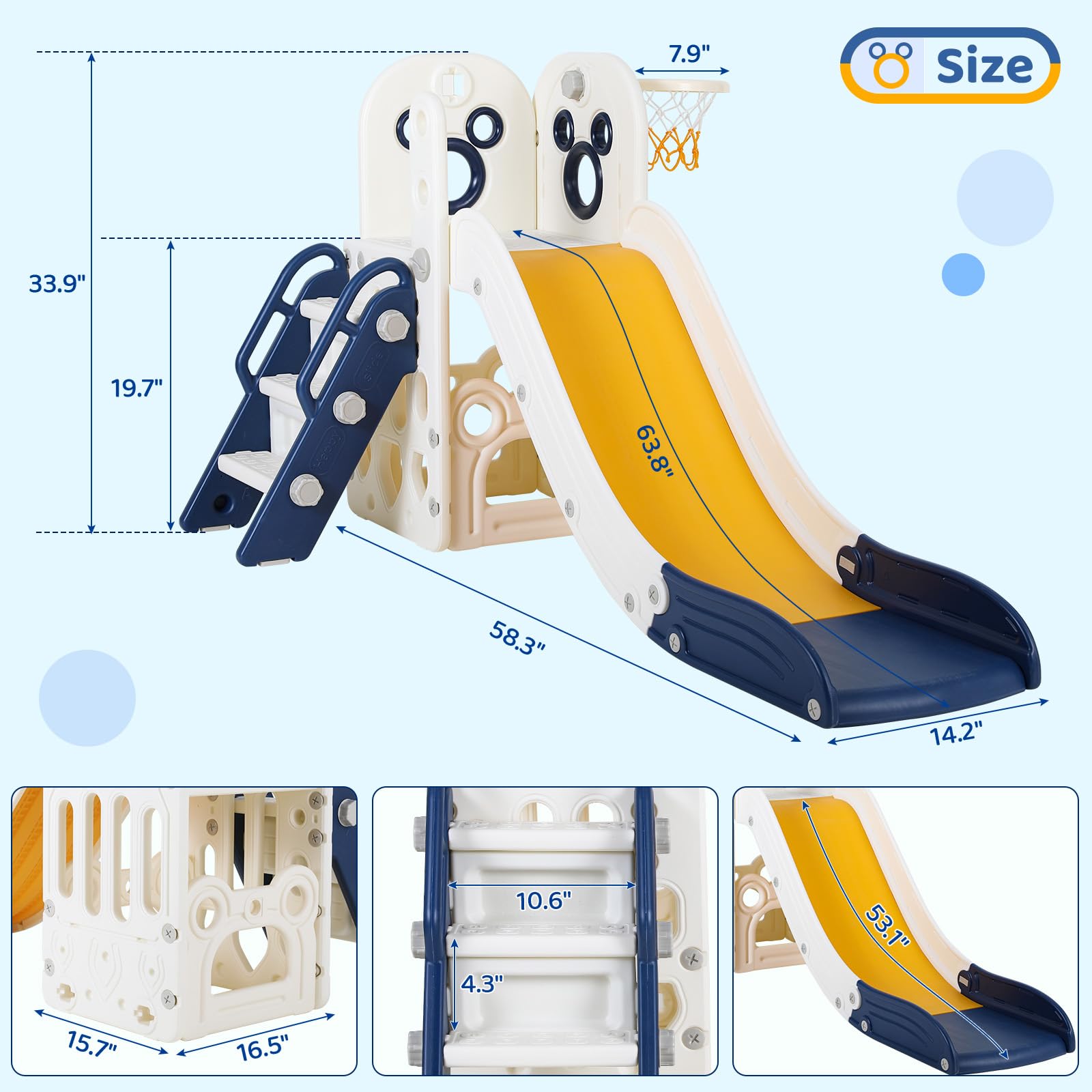 6 in 1 Toddler Slide Playset,  - Kids Outdoor Playground 评论和价格
