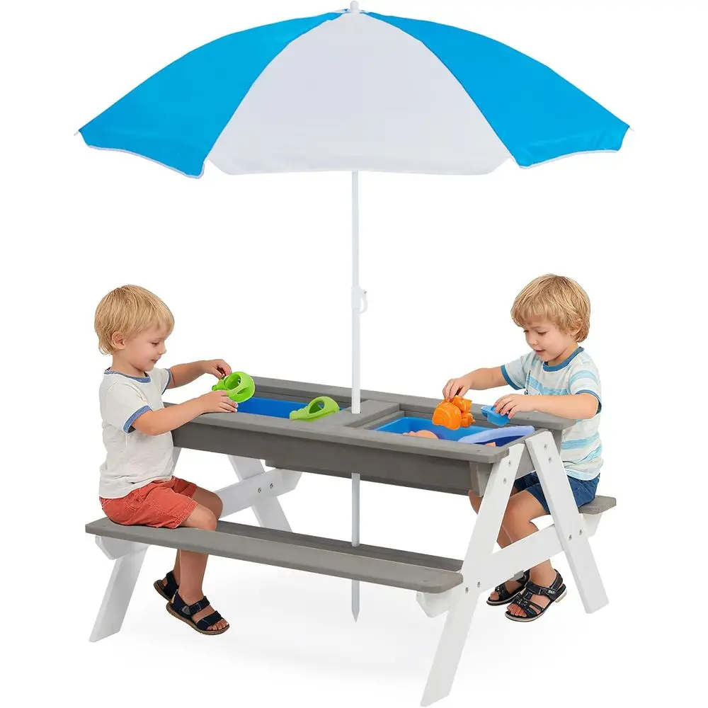 Convertible 3-in-1 Wooden Picn - Kids Outdoor Umbrella For Table 评论和价格