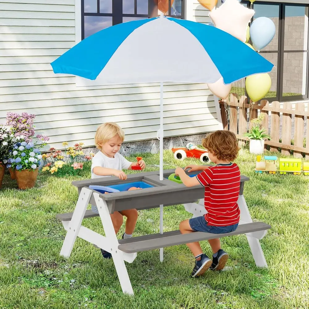 Convertible 3-in-1 Wooden Picn - Kids Outdoor Umbrella For Table 评论和价格