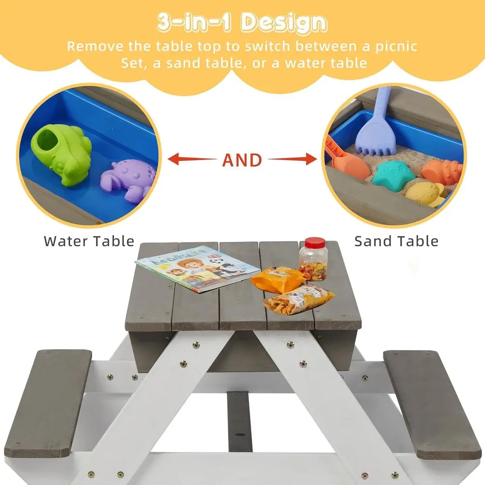 Convertible 3-in-1 Wooden Picn - Kids Outdoor Umbrella For Table 评论和价格