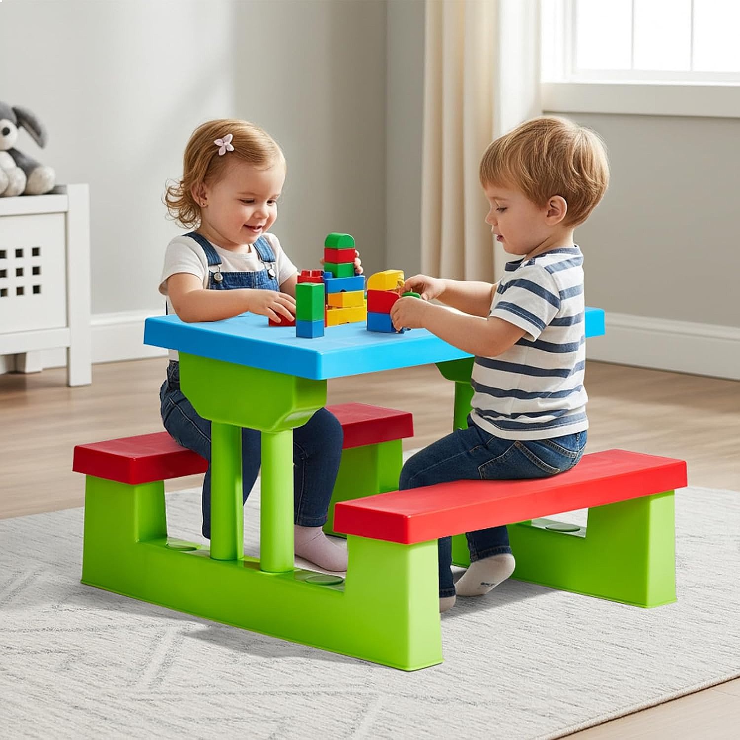 JOYMOR Kids Picnic Table with  - Kids Outdoor Umbrella For Table 评论和价格