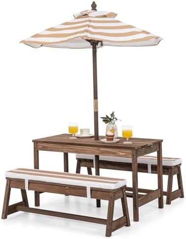 Kids Picnic Table, Outdoor Woo - Kids Outdoor Umbrella For Table 评论和价格