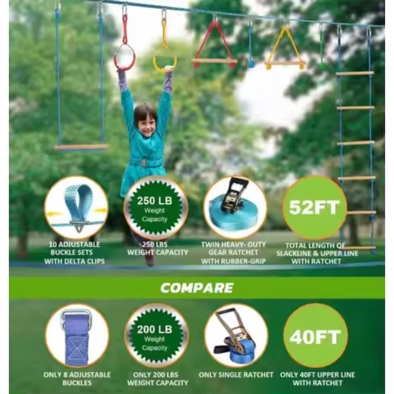 Warrior Obstacle Course Kit fo - Kids Outdoor Monkey Bar Set 评论和价格