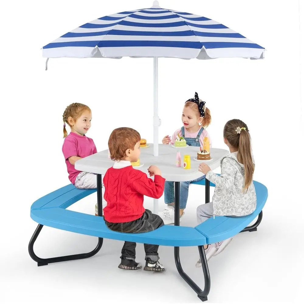 8-Person Kids Picnic Table wit - Kids Outdoor Umbrella For Table 评论和价格