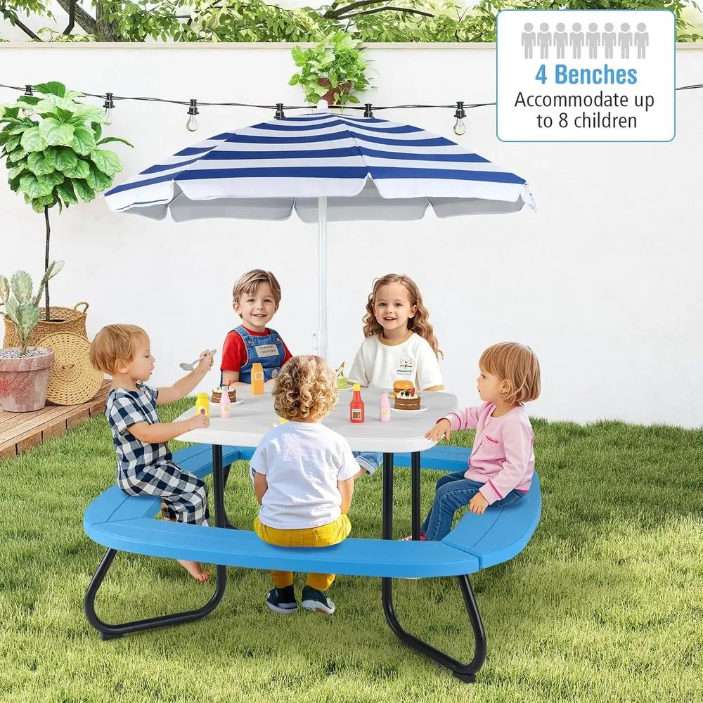 8-Person Kids Picnic Table wit - Kids Outdoor Umbrella For Table 评论和价格