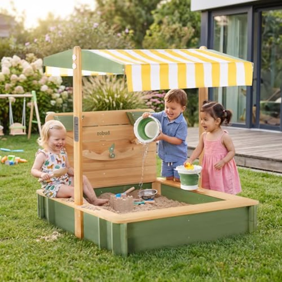 Outdoor sandbox for kids: wood - Kids Outdoor Seating 评论和价格