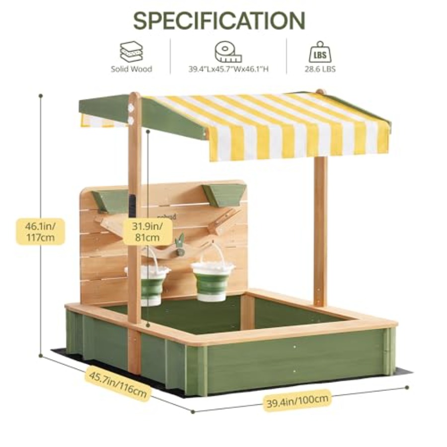 Outdoor sandbox for kids: wood - Kids Outdoor Seating 评论和价格