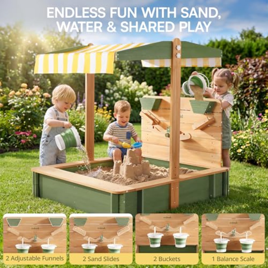 Outdoor sandbox for kids: wood - Kids Outdoor Seating 评论和价格