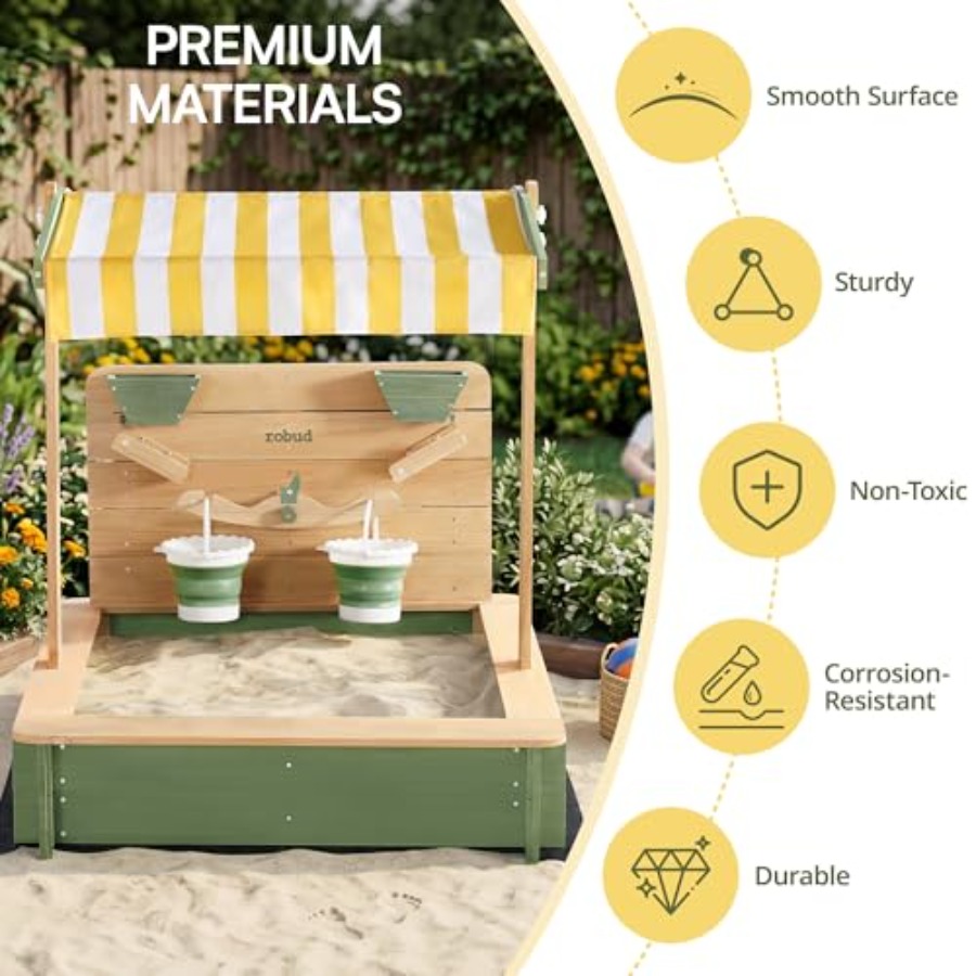 Outdoor sandbox for kids: wood - Kids Outdoor Seating 评论和价格