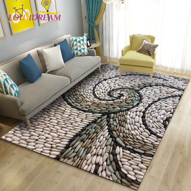 3D Colorful Cobblestone Stone  - Kids Outdoor Mat Waterproof 评论和价格
