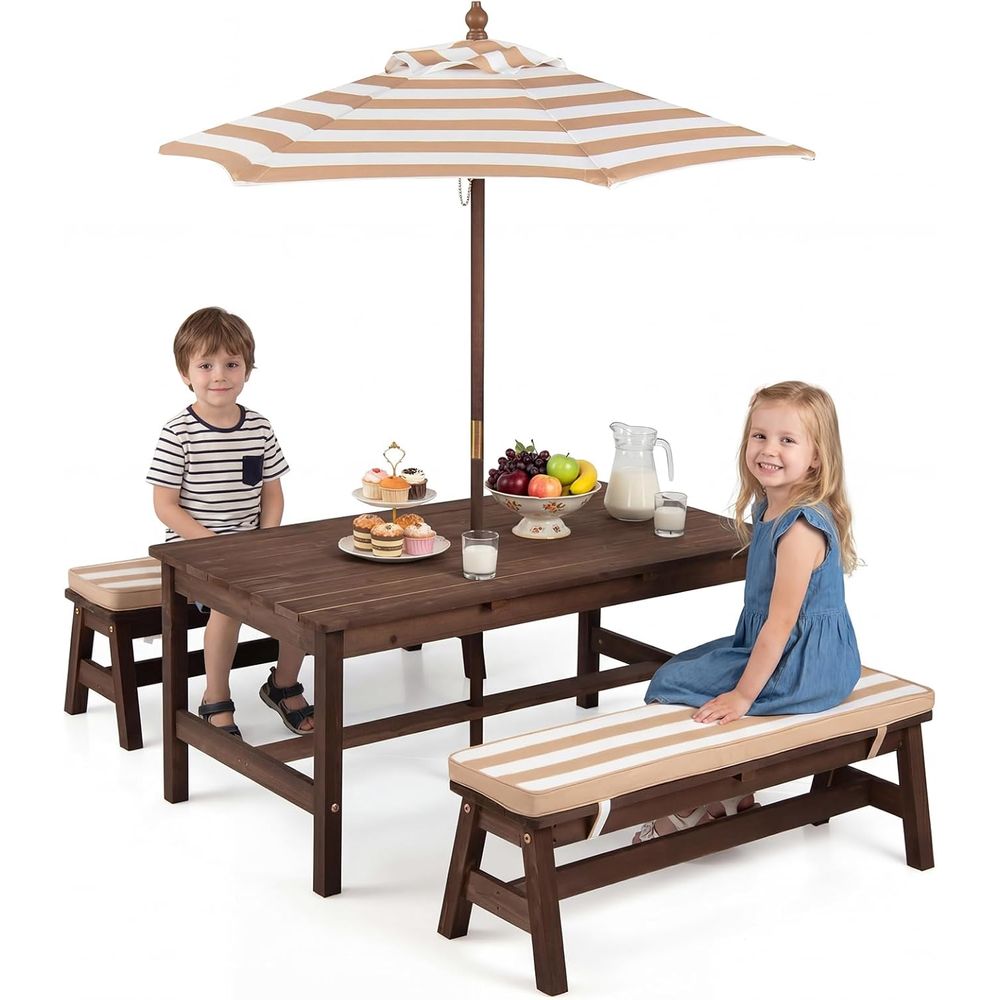 Kids Picnic Table, ir Wood Tod - Kids Outdoor Umbrella For Table 评论和价格