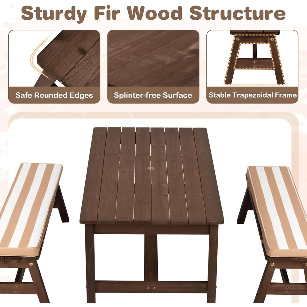 Kids Picnic Table, ir Wood Tod - Kids Outdoor Umbrella For Table 评论和价格